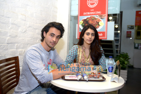 aayush sharma and warina hussain snapped at loveratri promotions at khan chacha kabab khan market in new delhi 2