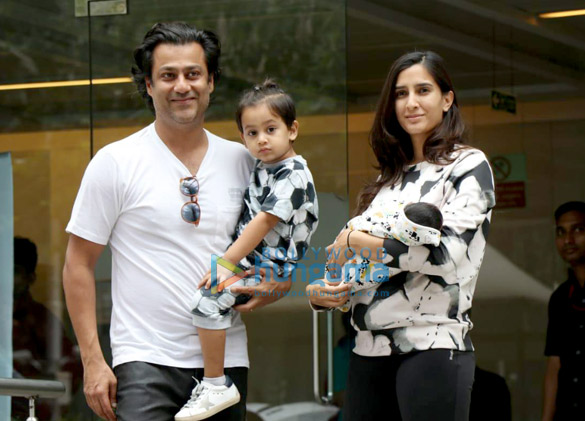 Abhishek Kapoor snapped with his wife Pragya Yadav and his new born baby boy Shamsher at Hinduja Hospital