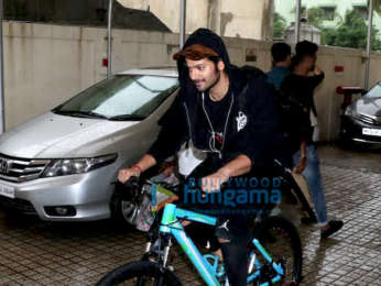 Ali Fazal snapped riding his bicycle in Juhu