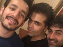 Brahmastra: Nagarjuna’s son Akhil Akkineni poses with Ranbir Kapoor and Karan Johar
