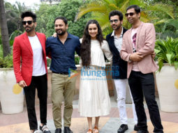 Cast of the film Stree snapped during media interactions at Novotel hotel in Juhu