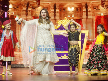 Huma Qureshi snapped on sets of the show India's Best Dramebaaz
