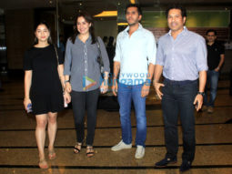 Sachin Tendulkar snapped with his family at Rang Mandir in Bandra