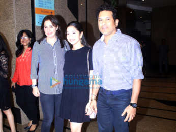 Sachin Tendulkar snapped with his family at Rang Mandir in Bandra