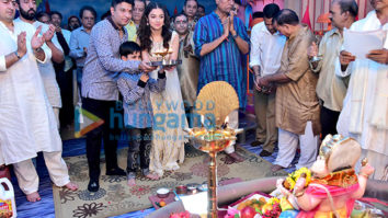 Bhushan Kumar his wife Divya Khosla Kumar and their son snapped at the Ganesh puja at the T-Series office
