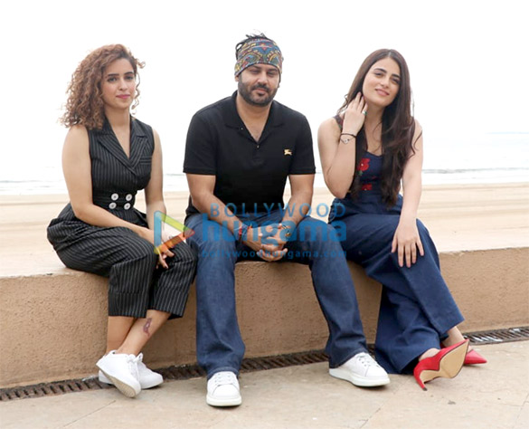 cast of film patakha snapped during media interactions at sun n sand in juhu 2