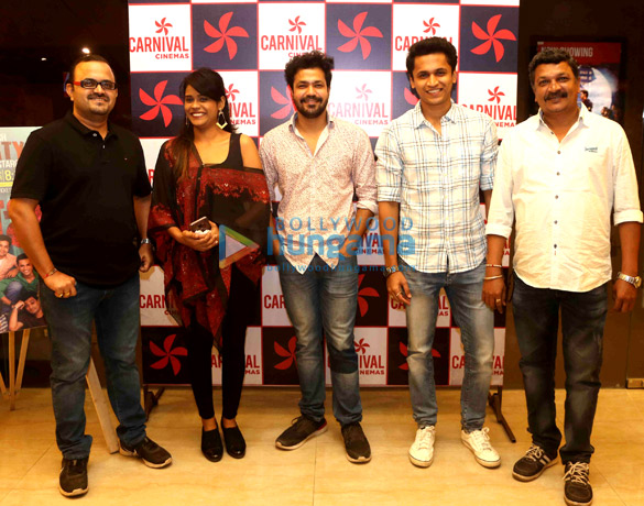 cast of the marathi film party snapped promoting their movie 1