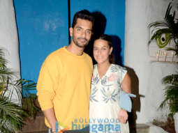 Neha Dhupia and Angad Bedi spotted at Olive in Bandra