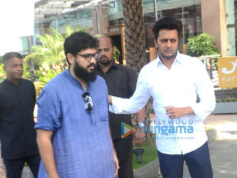 Riteish Deshmukh, Smita Thackeray and her son snapped at BKC