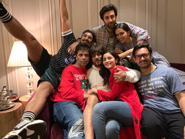 WOW! Deepika Padukone CUDDLES UP with Ranbir Kapoor, Ranveer Singh, Karan Johar, Aamir Khan, Shah Rukh Khan and Alia Bhatt pose for the biggest BLOCKBUSTER ever