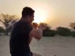 Akshay Kumar shadow boxes while cycling and it is definitely worth a watch