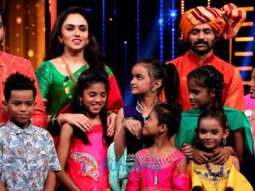 Amruta Khanvilkar snapped on sets of the show Marathi Super Dancer