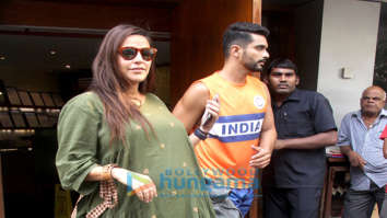 Neha Dhupia and Angad Bedi snapped at Salt Water Cafe in Bandra