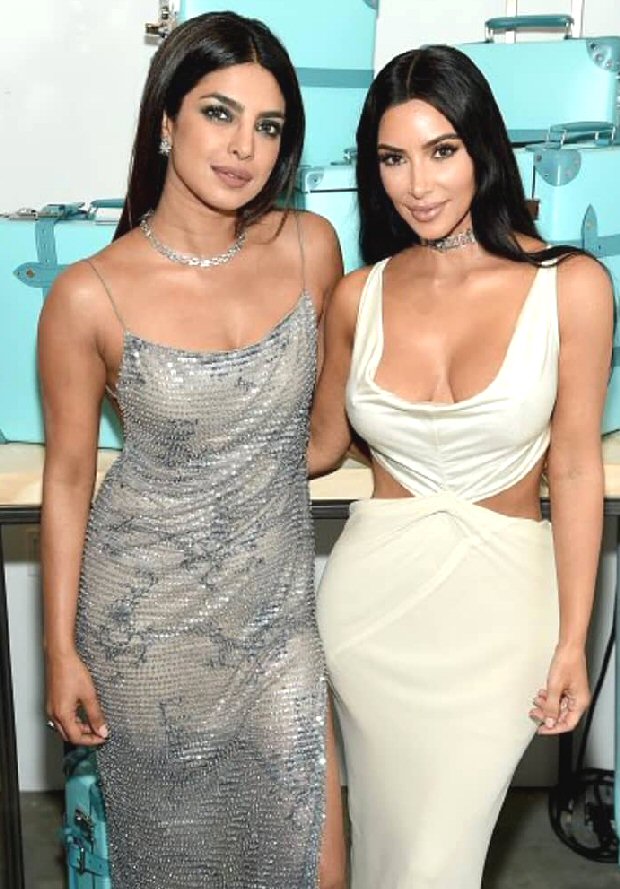 Priyanka Chopra shares a laugh with Kim Kardashian, Rachel Brosnahan, Zoe Kravitz & Mary J. Blige at Tiffany & Co.'s Blue Book Gala
