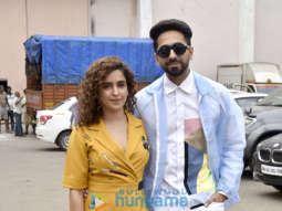 Sanya Malhotra and Ayushmann Khurrana snapped at Mehboob Studio Sanya Malhotra and Ayushmann Khurrana snapped at Mehboob Studio