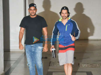 Varun Dhawan, Ayan Mukerji and Shashank Khaitan snapped at Karan Johar's residence in Bandra