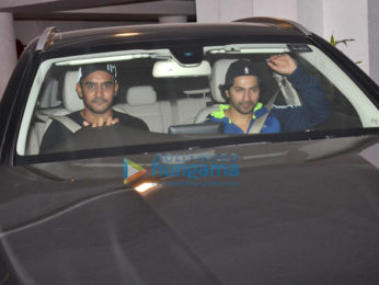 Varun Dhawan, Ayan Mukerji and Shashank Khaitan snapped at Karan Johar's residence in Bandra