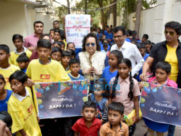 Bappi Lahiri snapped during 65th birthday celebrations at Ample Mission at Lahiri House, Juhu