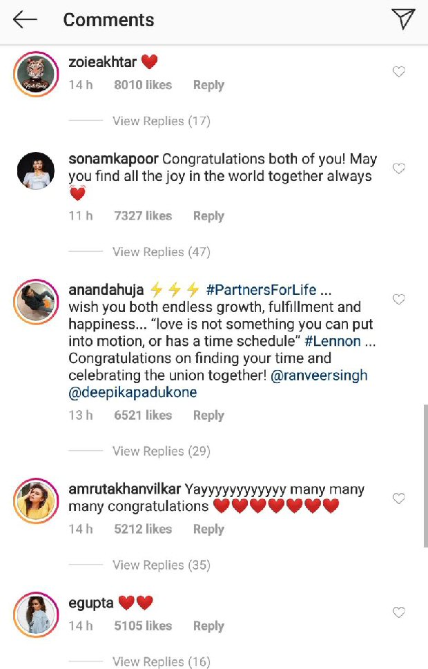 Ranveer Singh - Deepika Padukone share first pictures from their wedding, Anushka Sharma, Sonam Kapoor, Karan Johar shower them with love Ranveer Singh - Deepika Padukone share first pictures from their wedding, Anushka Sharma, Sonam Kapoor, Karan Johar shower them with love