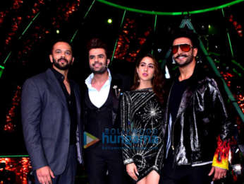 Ranveer Singh, Sara Ali Khan and Rohit Shetty snapped on sets of Indian Idol promoting their film 'Simmba'