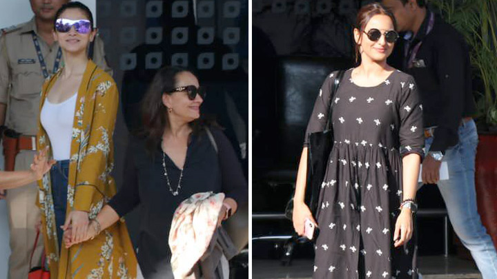 Alia Bhatt with her Mother & Sonakshi Sinha  leaving for the last schedule for Kalank