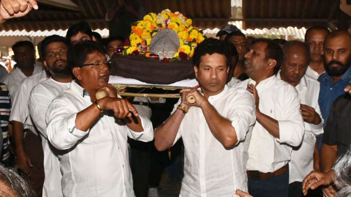 Funeral of Sachin Tendulkar & Vinod Kambli’s coach Ramakant Achrekar