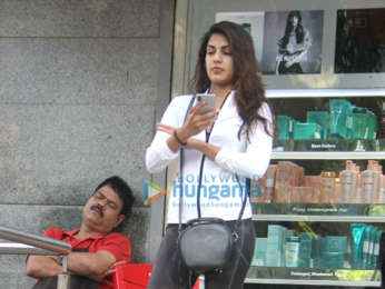 Rhea Chakraborty snapped at a salon in Bandra