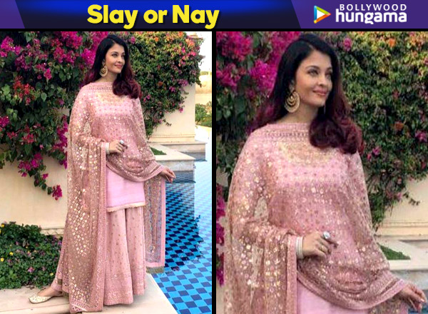 AISHWARYA RAI BACHCHAN PINK HEAVY EMBROIDERED LEHENGA SET