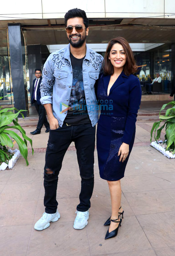 vicky kaushal mohit raina and yami gautam snapped during media interactions for their film uri the surgical strike 3