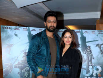 Vicky Kaushal, Yami Gautam and Paresh Rawal snapped promoting Uri in Juhu