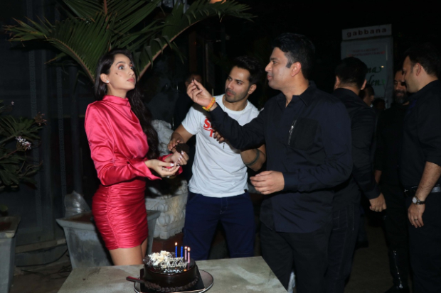 'Dilbar' girl Nora Fatehi rings her birthday with Street Dancer 3D duo Varun Dhawan and Bhushan Kumar