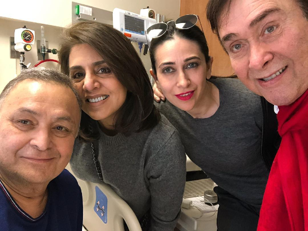 Karisma Kapoor and Randhir Kapoor pay a surprise visit to Rishi Kapoor and Neetu Kapoor in New York