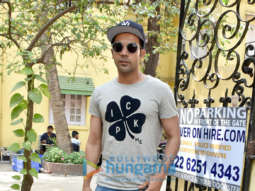 Rajkummar Rao and Amyra Dastur spotted during an ad shoot in Bandra