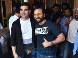 Saif Ali Khan spotted with Arbaaz Khan for an ad shoot at Hoot in Mumbai