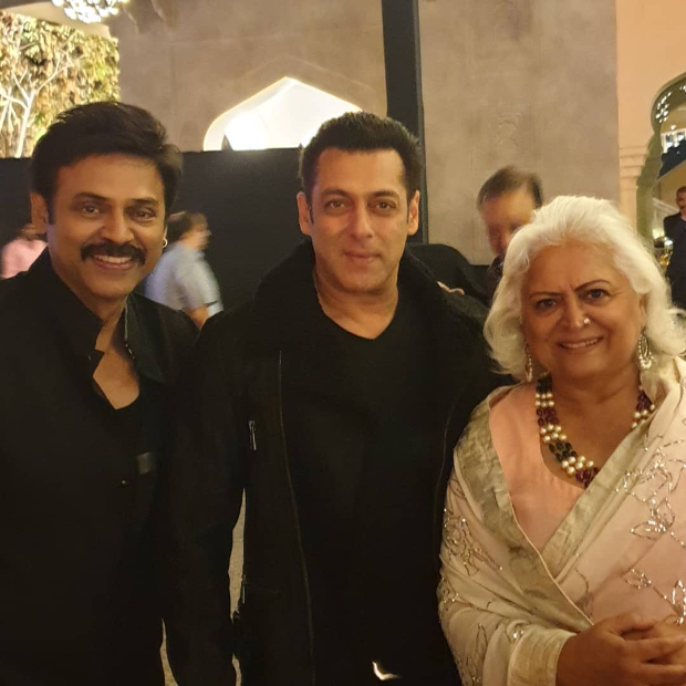 Salman Khan, South stars Rana Daggubati and Venkatesh strike a pose at Aashritha Daggubati's wedding in Jaipur