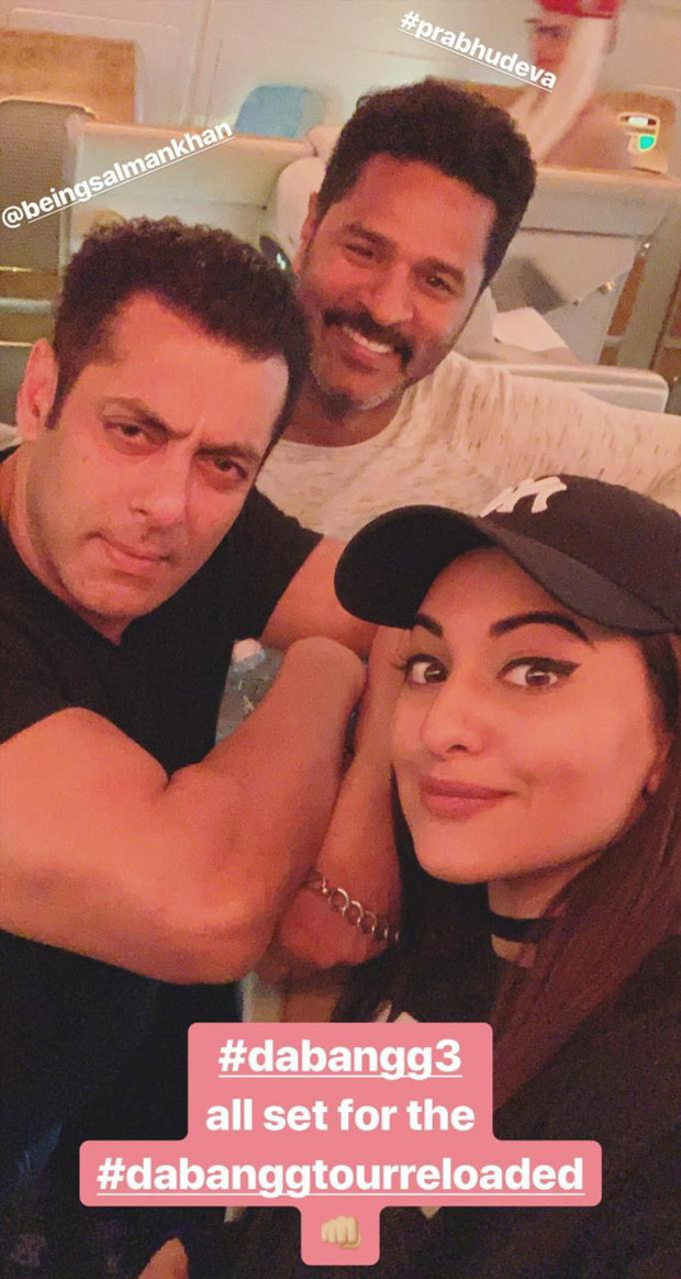 Dabangg Reloaded 2019 - Sonakshi Sinha shares a selfie with Salman Khan and Prabhu Deva