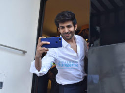 Kartik Aaryan snapped during an ad shoot