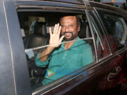 Rajinikanth snapped during a shoot in Bandra