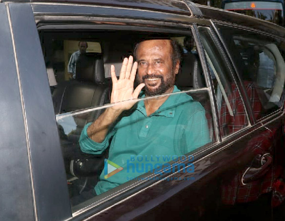 Rajinikanth snapped during a shoot in Bandra Rajinikanth snapped during a shoot in Bandra