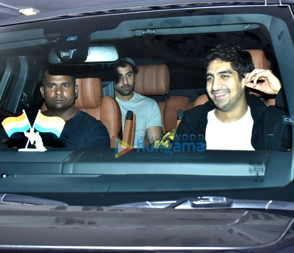 ranbir kapoor alia bhatt and ayan mukerji spotted at karan johars house 1