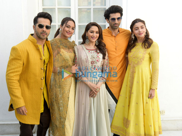 Sonakshi Sinha, Madhuri Dixit, Alia Bhatt, Varun Dhawan and Aditya Roy Kapur snapped during ‘Kalank’ promotions in Delhi Sonakshi Sinha, Madhuri Dixit, Alia Bhatt, Varun Dhawan and Aditya Roy Kapur snapped during ‘Kalank’ promotions in Delhi