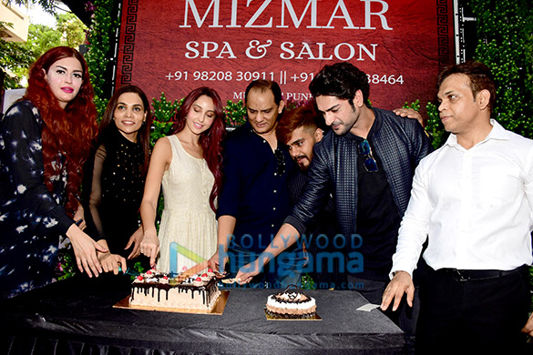 nora fatehi mohammad azharuddin ashish kapoor rekha chaudhari snapped at the launch of mizmar spa salon in bandra 1