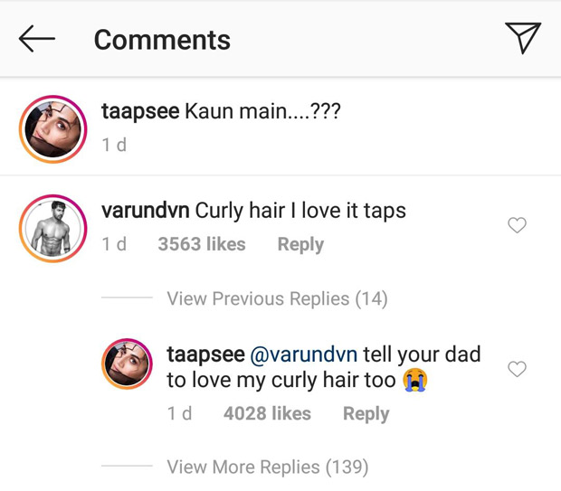 Varun Dhawan LOVES Judwaa 2 co-star Taapsee Pannu’s curly hair but the actress is UPSET, here’s why! Varun Dhawan LOVES Judwaa 2 co-star Taapsee Pannu’s curly hair but the actress is UPSET, here’s why!