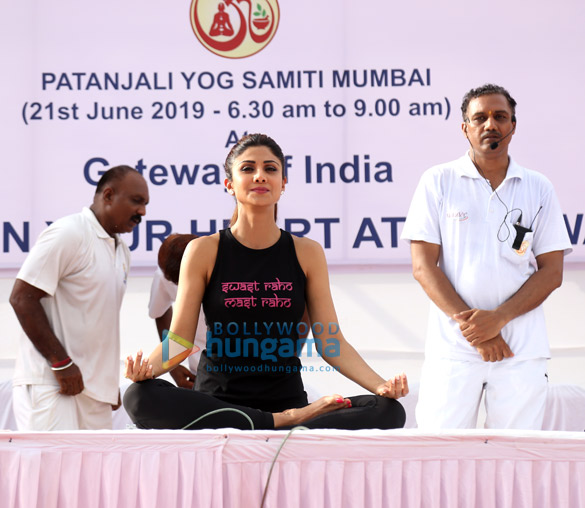 Photos: Shilpa Shetty snapped celebrating World Yoga Day at Gateway of India