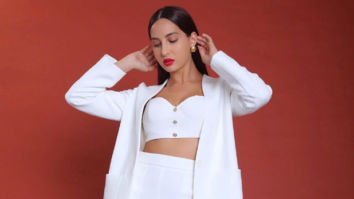 Boss babe Nora Fatehi is a vision in white in this all white ensemble at Batla House trailer launch