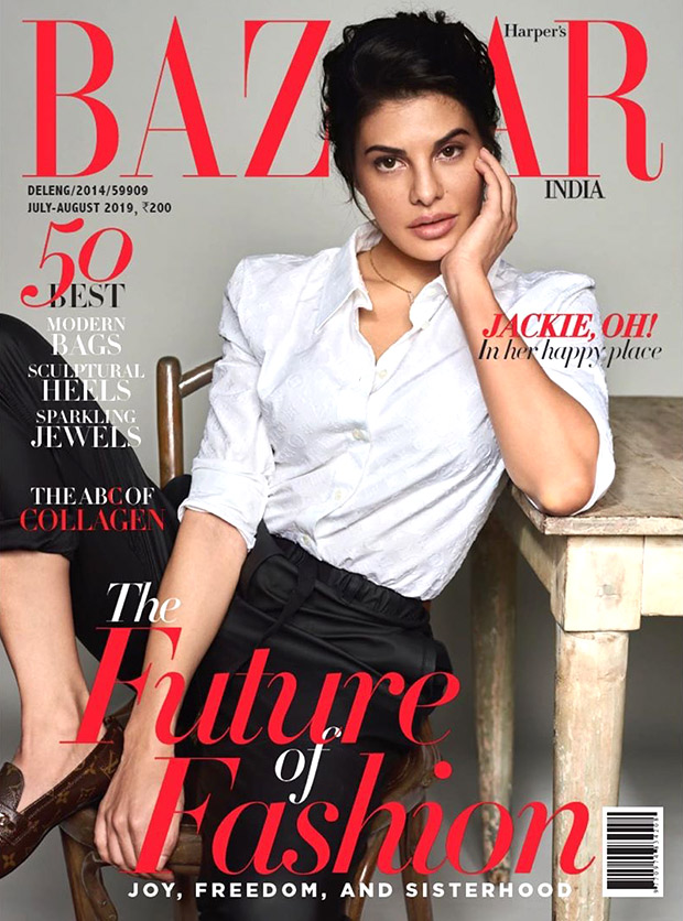 Jackie, Oh! Jacqueline Fernandez shines in monochrome avatar on the cover of Harper's Bazaar India