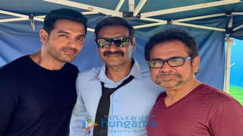 on the sets of the movie Pagalpanti