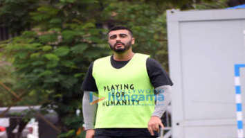 Photos: Arjun Kapoor and Mahendra Singh Dhoni snapped during a football match practice