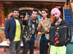 Photos: Diljit Dosanjh, Kriti Sanon & Varun Sharma promote Arjun Patiala snapped on the sets of The Kapil Sharma Show