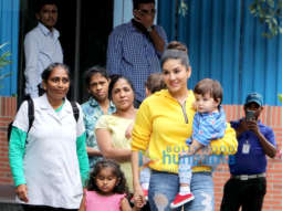 Photos: Sunny Leone snapped with her kids at play school in Juhu